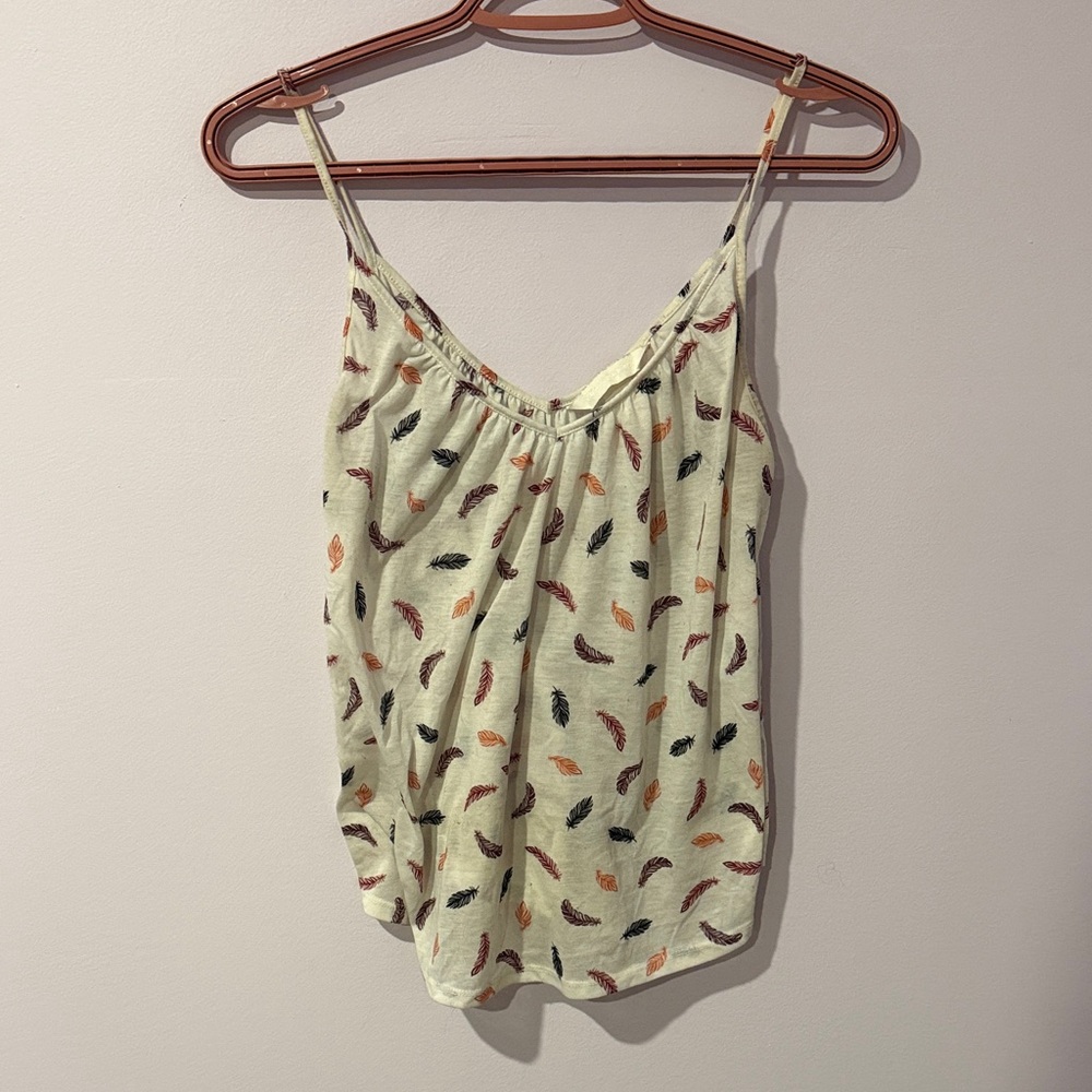 Feather Print Spaghetti Strap Tank Top
